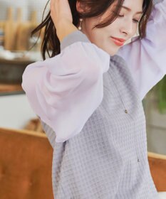 Tiaclasse L 【新色追加・洗える】シアーチェック柄ニットチュニック