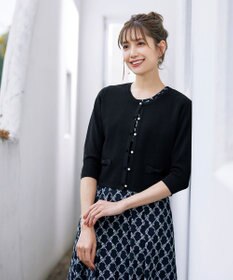 Tiaclasse 【洗える】フェイクリボンポケット付きカーディガン