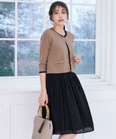 Tiaclasse 【洗える】フェイクリボンポケット付きカーディガン