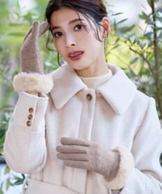 Tiaclasse 【スマホタッチ可】ファー付きスエードグローブ