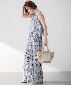 23区 【洗える】Rattiドローイングペイズリープリント ワイド パンツ