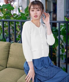 Tiaclasse 【洗える】フェイクリボンポケット付きカーディガン