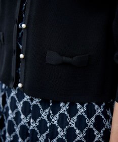 Tiaclasse 【洗える】フェイクリボンポケット付きカーディガン