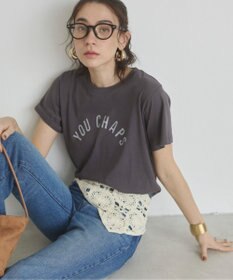 WEGO 【ANGIE VINTAGE】スラブ天竺ロゴプリントTシャツ