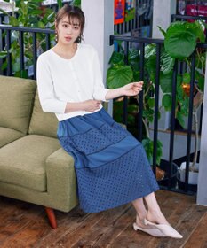 Tiaclasse 【洗える】フェイクリボンポケット付きカーディガン