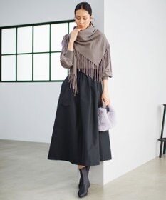 自由区 【洗える】ソフトウールハイゲージパフスリーブハイネック ニット