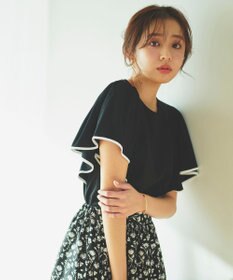 Feroux 【UVケア】バイカラーラッフルスリーブ Ｔシャツ