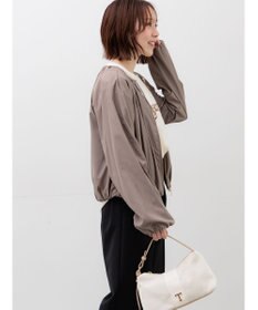 Te chichi ノーカラーギャザージップブルゾン