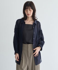 YECCA VECCA 綿麻シアーボリュームギャザーシャツ