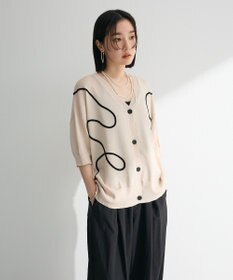 Green Parks 刺繍コードＶネックフレンチカーディガン