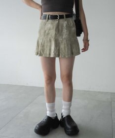 WEGO ウオッシュドプリーツミニスカート