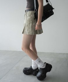 WEGO ウオッシュドプリーツミニスカート