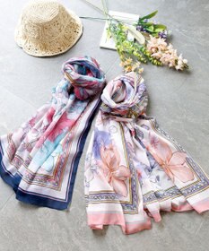 Tiaclasse 花柄大判ガーゼストール