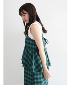Green Parks チェックペプラムキャミワンピース