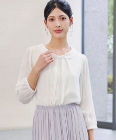 Tiaclasse L 【洗える】リボンカラーパフスリーブブラウス