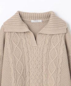 ANY 【洗濯機可】スキッパーソフトタッチアラン柄ニット