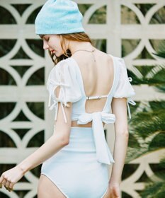 San-ai Resort（三愛水着楽園） 【San-ai Resort×PEACH JOHNコラボ】【ナイスバディ水着】パフスリーブワイヤービキニ　9M・11L　【San-ai Resort（サンアイリゾート）】