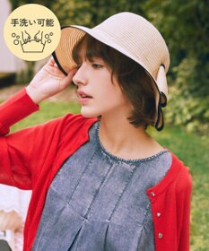 Maison de FLEUR 【手洗い可能】リボンスリットパイピングハット
