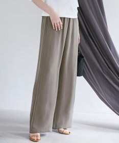 23区 【SLOW/一部店舗限定】キュプラフィブリルクロス サイドライン ワイドパンツ