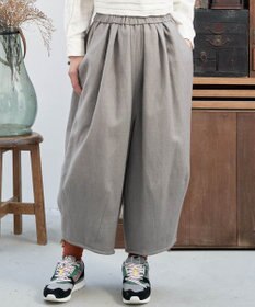 muuc リネンウールの裾タックワイドパンツ