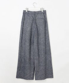自由区 【洗える】コットンリネンシャンブレーワイドストレート パンツ