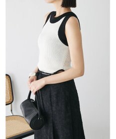 Green Parks デザインヘム配色ニットタンクトップ