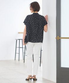 自由区 L 【洗える】ブラッシュドシャドープリント ブラウス