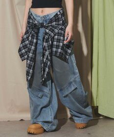 WEGO フェイクシャツスリーブデニム