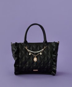 Maison de FLEUR チャーム付きリボンキルティング2Wayトート