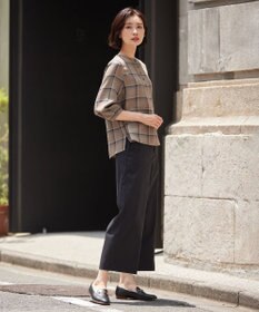 J.PRESS LADIES 【洗える】ハイツイストチェック ボートネック ブラウス