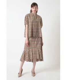 DAKS コットンボイル ペプラム フレアスカート