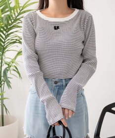 WEGO ワンポイントデザインフィンガーホールリブロンT