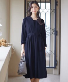 Tiaclasse 【ダブルクロス・洗える】 ナローVネックワンピース