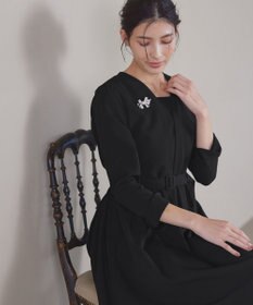 Tiaclasse 【ダブルクロス・洗える】 ナローVネックワンピース