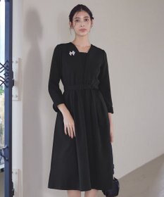 Tiaclasse 【ダブルクロス・洗える】 ナローVネックワンピース