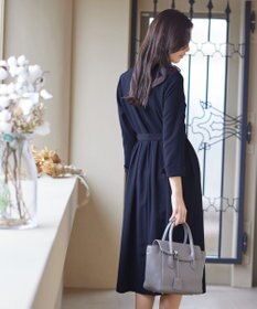 Tiaclasse 【ダブルクロス・洗える】 ナローVネックワンピース