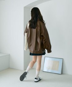 earth music&ecology フェイクレザージップジャケット