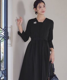 Tiaclasse 【ダブルクロス・洗える】 ナローVネックワンピース