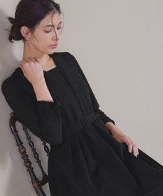 Tiaclasse 【ダブルクロス・洗える】 ナローVネックワンピース