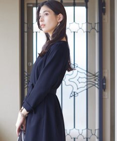 Tiaclasse 【ダブルクロス・洗える】 ナローVネックワンピース