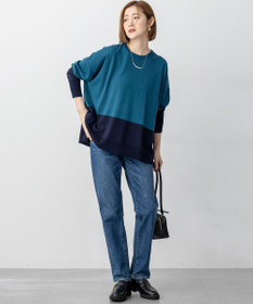 23区 S 【洗える】ウーステッドウール カラーブロック ニット