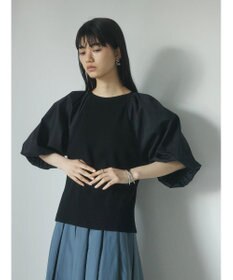 Green Parks armonia．袖布帛ニットプルオーバー