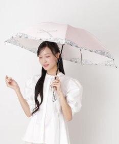 MOONBAT 【簡単開閉】ランバン オン ブルー (LANVIN en Bleu) リボン 花柄 折りたたみ傘 サテンプリント