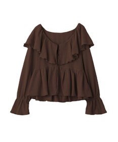 earth music&ecology 【予約】ラッフルカラーカットブラウス