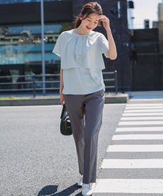 ANY SIS エアリーストレッチ テーパードパンツ シャンブレーグレー