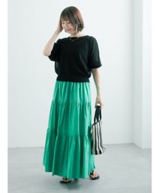 Te chichi 【2WAY/マシンウォッシャブル】ペーパータッチハーフスリーブニット