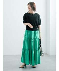 Te chichi 【2WAY/マシンウォッシャブル】ペーパータッチハーフスリーブニット