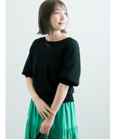 Te chichi 【2WAY/マシンウォッシャブル】ペーパータッチハーフスリーブニット
