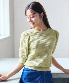 Feroux 【洗える】ハーフスリーブ ハート刺繍 ニット