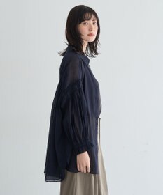 YECCA VECCA 綿麻シアーボリュームギャザーシャツ